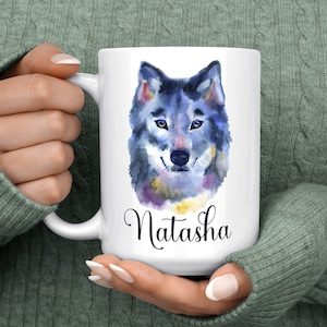 Wolf Mug - Personalised Wolf Gift - Wolf Coffee Cup - Wolfdog Mug - Custom Mugs for Women - Animal Coffee Mug