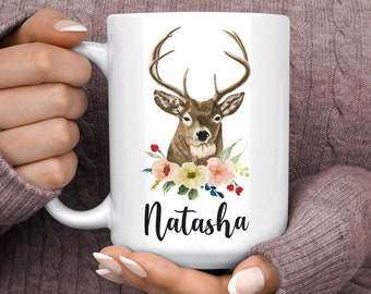 Deer Mug - Deer Gifts - Deer Coffee Mug - Deer Cup - Fawn Mug - Personalized Mugs for Women - Animal Coffee Mug - Reindeer Custom Coffee Cup