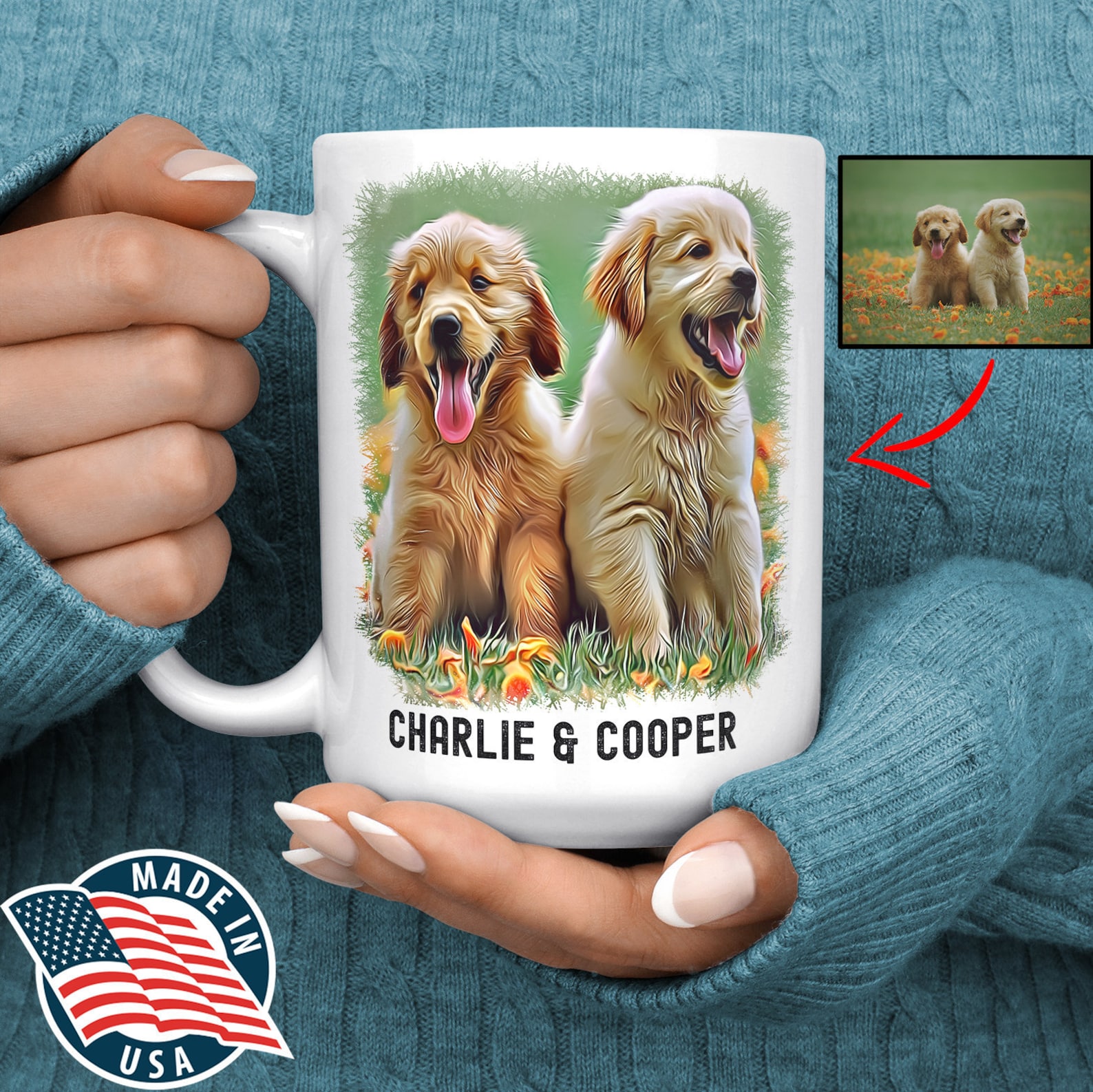 Dog Portrait Mug Personalized Dog Coffee Cup Custom Dog Etsy
