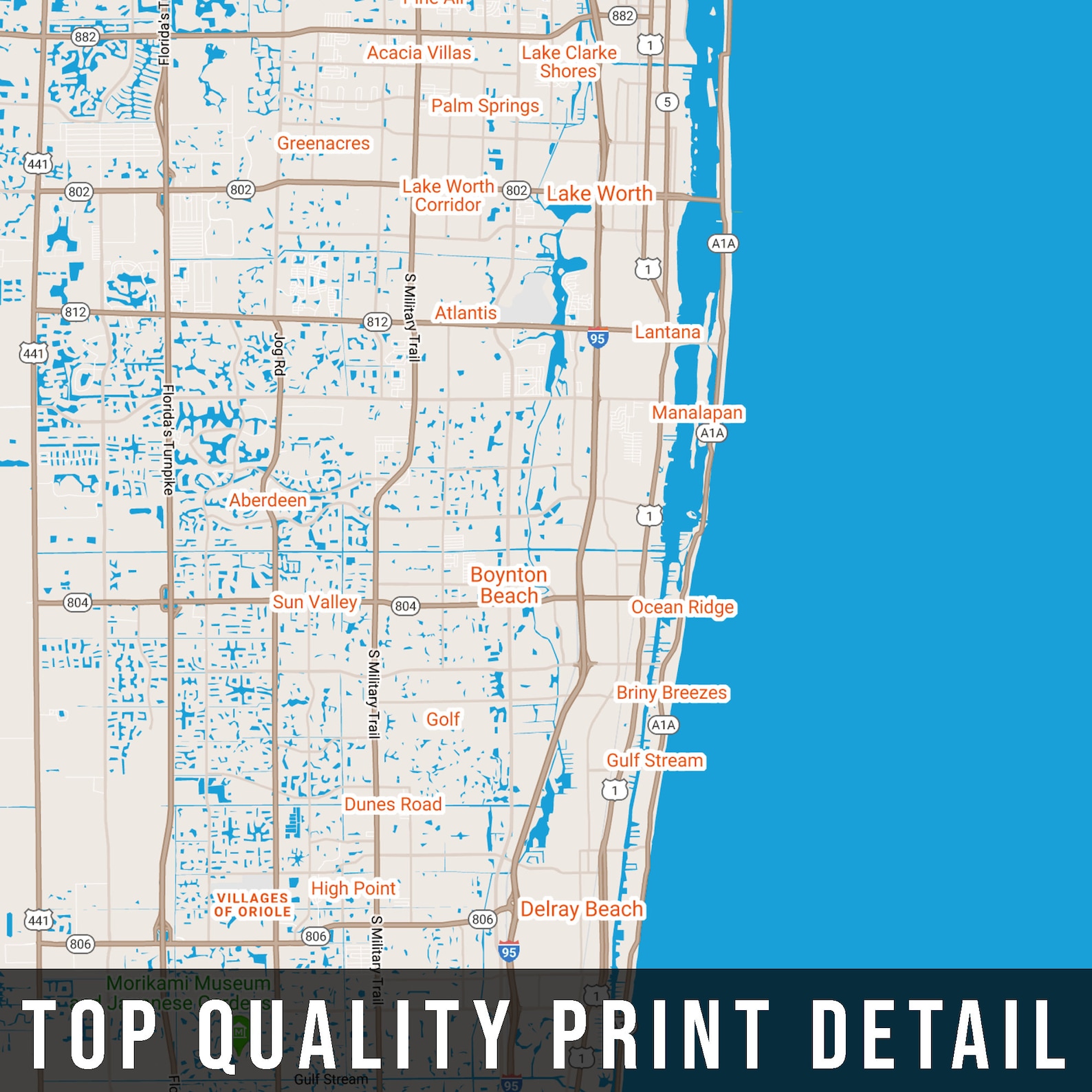 Boynton Beach City Map Print Boynton - Il 1588xN.3192829909 Emy7 
