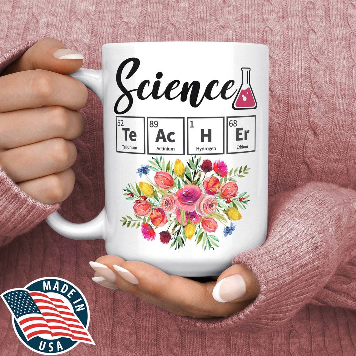 Science Teacher Mug Cute Science Teacher Gift Floral Etsy