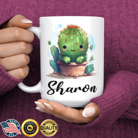 Cactus Mug - Personalized Cactus Coffee Mug - Cute Cactus Cup - Cactus Gifts for Women - Plant Coffee Mug - Cactus Lover Gift - Name Mug