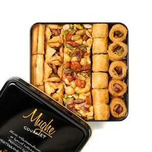 Luxury Assorted Turkish Baklava Mughe Pastry Tin Gift Box for Dad Mom 750g/1.65lbs Unique Gifts, mothers day gifts, muttertag