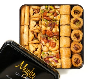 Luxury Assorted Turkish Baklava Mughe Pastry Tin Gift Box for Dad Mom 750g/1.65lbs Unique Gifts, mothers day gifts, muttertag