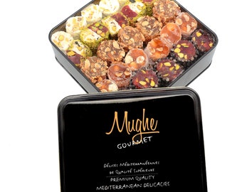 Unique Valentine's Candy Gift Box (2.2lb/1kg) Sultan Luxury Turkish Delight Assortment - Pistachio Chocolate Lokum - Mughe Gourmet