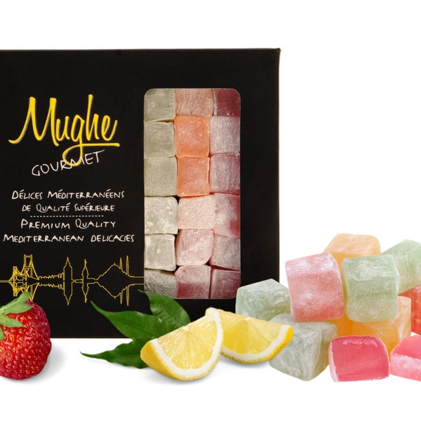 Mixed Fruit Flavored Luxury Turkish Delight Mughe Gourmet Sweets, Vegan Candy ,mothers day gifts, Muttertagsgeschenk