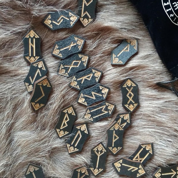 Handmade Woodcut Rune Rune Set Western Mysticism Introduction Divination Props Runes Set Nordic Rune Wooden Set