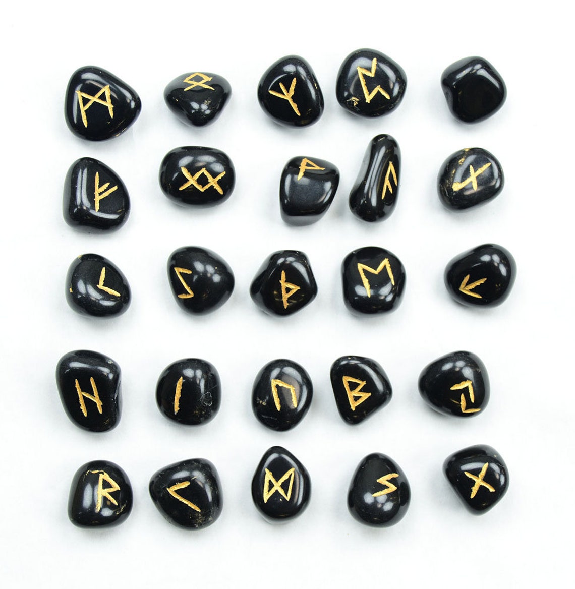 RUNES Set of Etched Viking Runestones With Bag 25 Runes Etsy