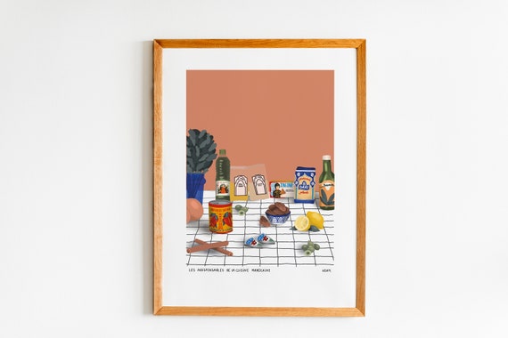 Cuisine marocaine, Affiche A3, Poster Maroc, idée cadeau