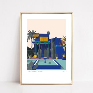 Majorelle, illustration, A4 poster, Morocco poster