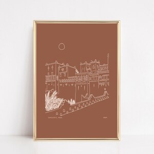 Ouarzazate sketch, A4 poster, Morocco poster, gift idea