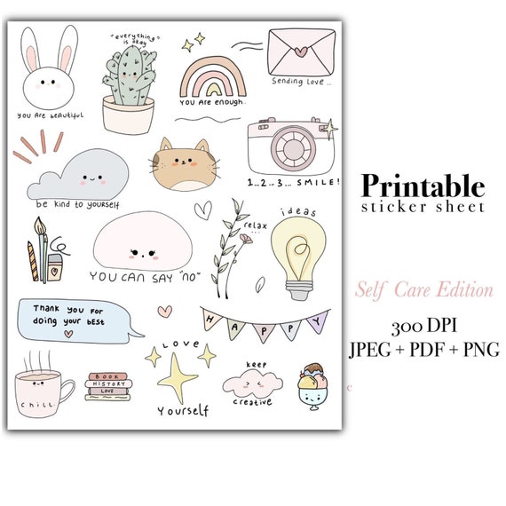 Adorable Self-Care Sticker Sheet Adorable Self-Care Sticker Sheet