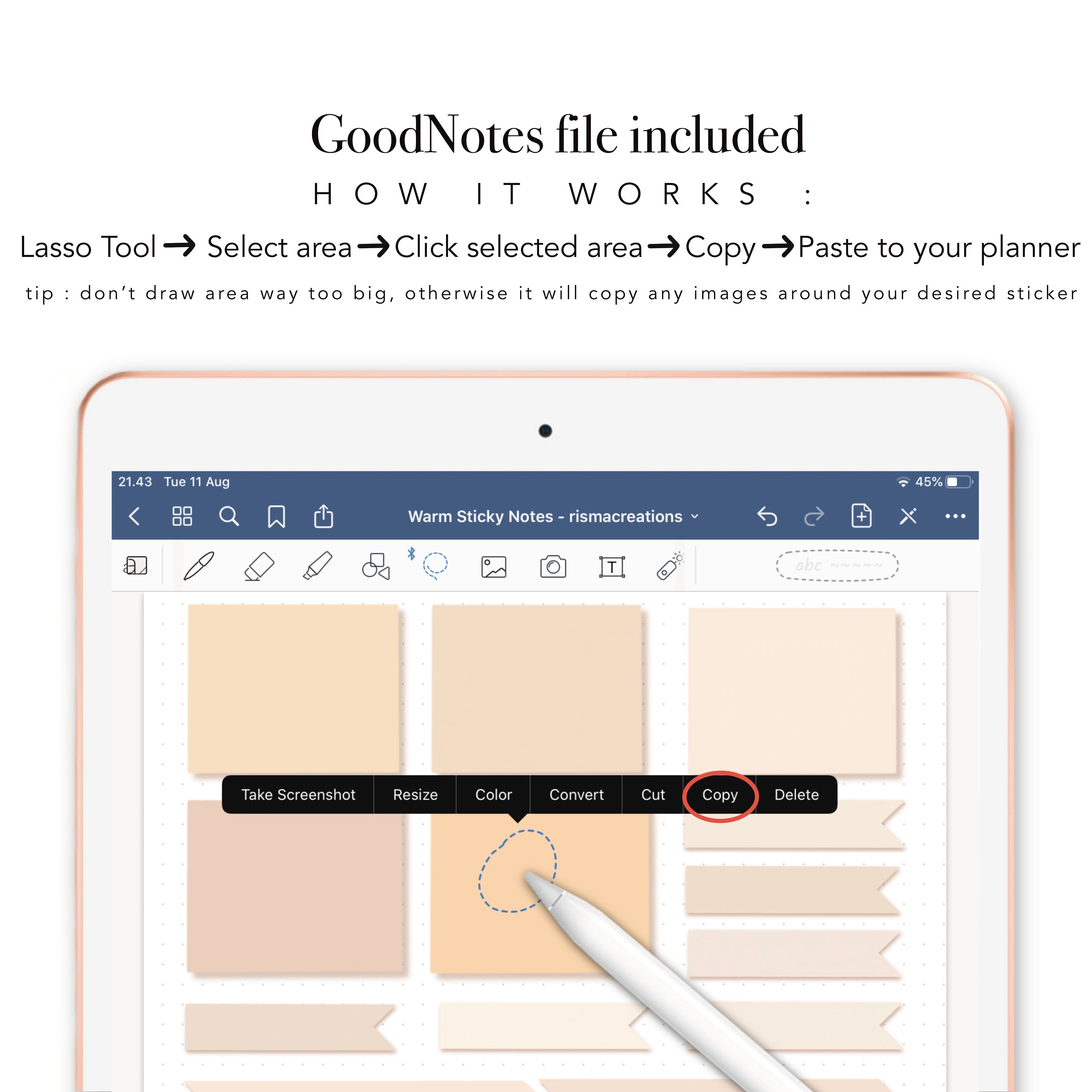Digital Sticky Notes Warm Neutral, iPad Sticky Notes, Goodnotes Digital