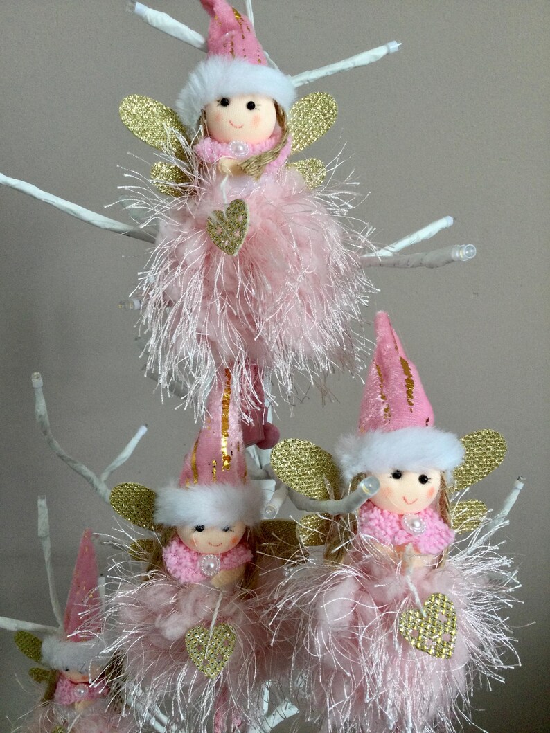 Christmas Angel Hanging Ornament, Tree Decorations, Pink Xmas Angel