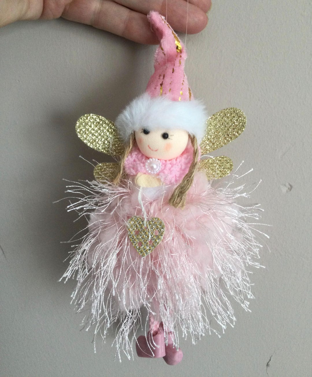 Christmas Angel Hanging Ornament, Tree Decorations, Pink Xmas Angel