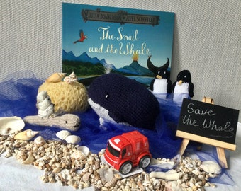 Snail and the whale story sack, interactive toys, knitted toys, Julia Donaldson, play set
