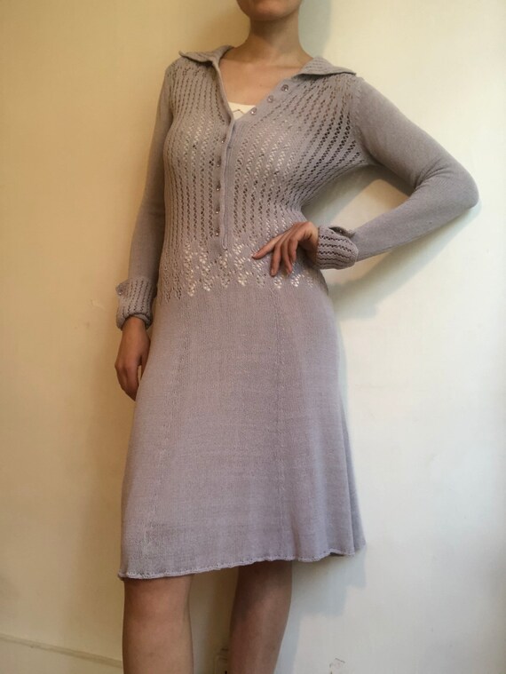 Malene Birger silk crochet dress in lavender