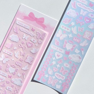 Adesivo Kpop Deco, adesivo de borboleta fada, papelaria coreano, adesivo de planejador de diário Polco Toploader, adesivo holográfico, adesivo Kawaii
