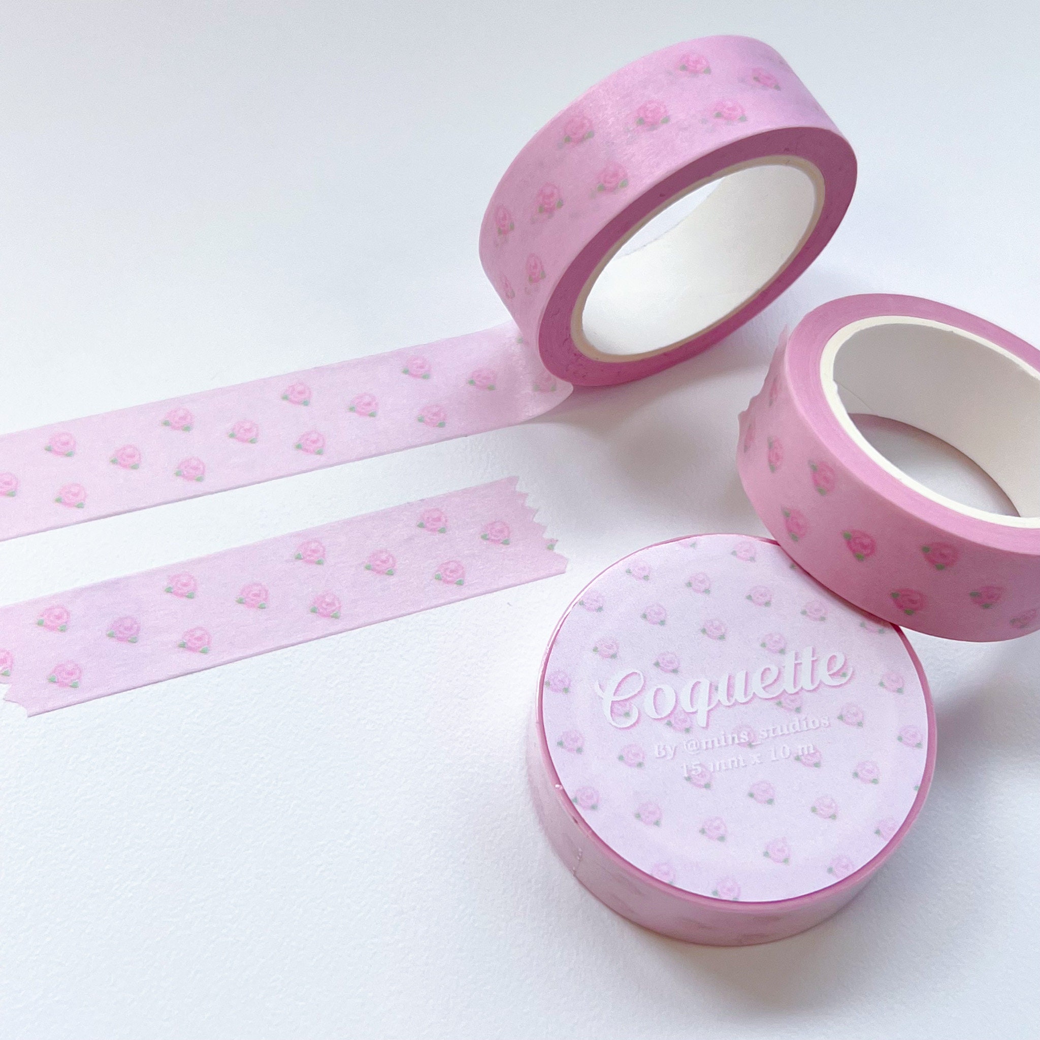 Washi Tape, Coquette Rose Masking Tape, Kawaii Stationery