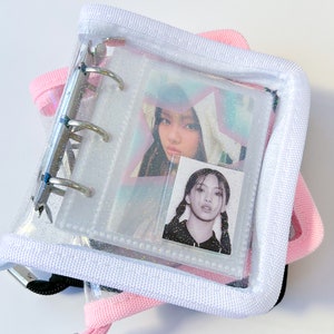 Mini carpeta de fotos con cremallera y purpurina K-pop, libro de colección K-pop, papelería coreana, regalos bonitos, carpeta de fotos, álbum K-pop