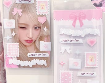 Kpop-decosticker, sticker hartbestand, Koreaans briefpapier, Polco Toploader Journal planner sticker, holografische sticker, kawaii stickervel
