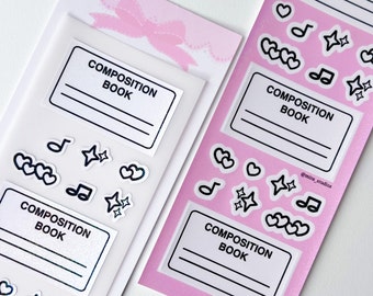 Kpop Deco Sticker, Composition Sticker, Korean Stationery, Polco Toploader Journal Planner, Holographic Sticker, Kawaii Sticker Sheet