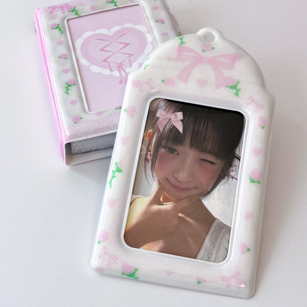 Portachiavi portafoto Kpop Coquette, cornice per foto coreana, regalo carino, accessori per foto, cancelleria coreana, portachiavi Kpop, kawaii