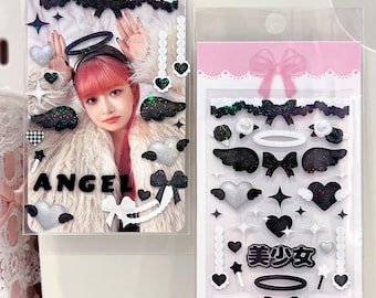 Kpop Deco Sticker, Lolita Sticker, Korean Stationery, Polco Toploader Journal Planner Sticker, Holographic Sticker, Kawaii Sticker Sheet
