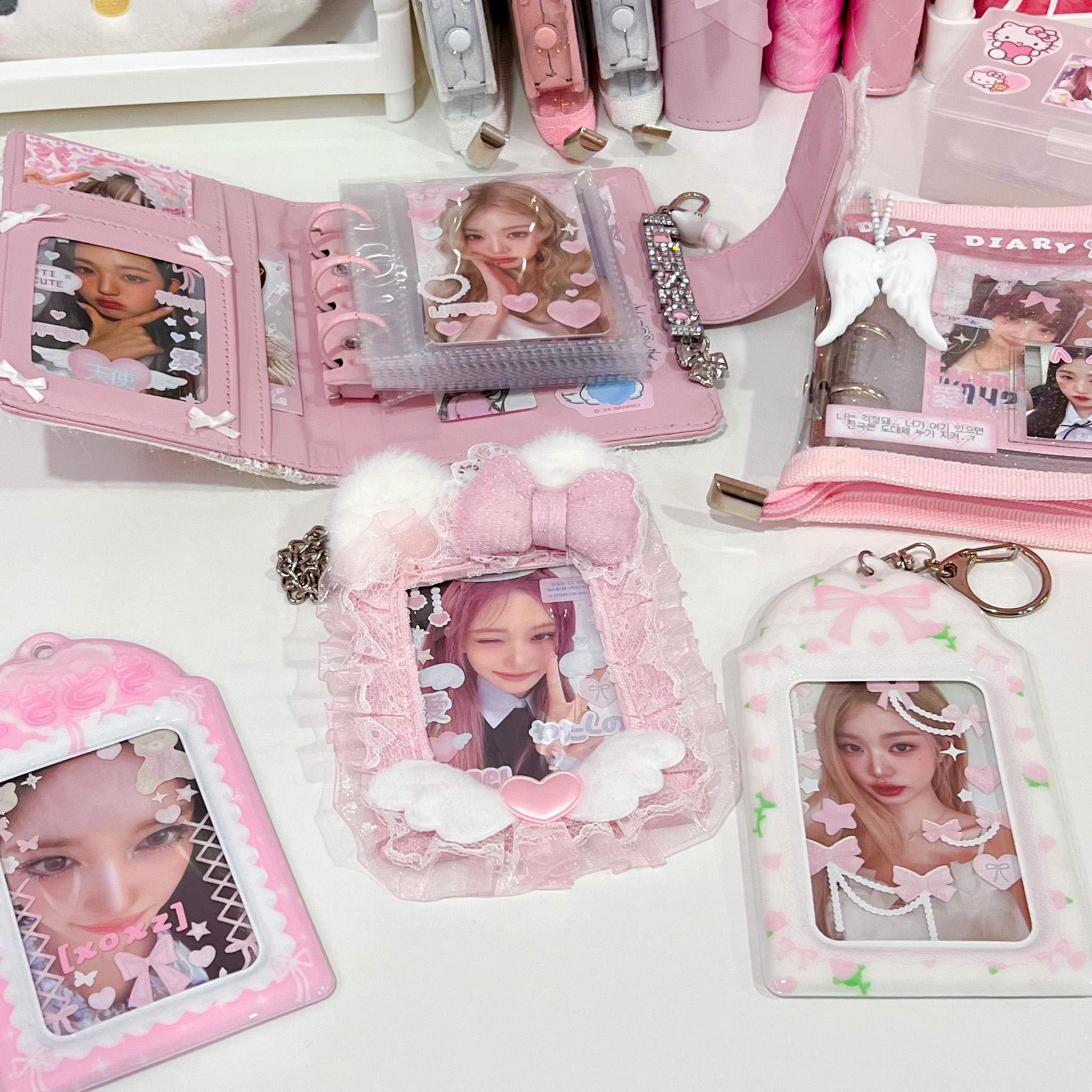 Doki Doki Kpop Photocard Holder Keychain, Korean Photo Frame, Cute