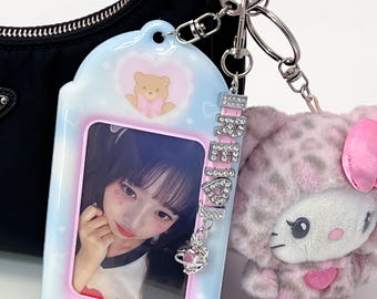 Teddy Bear Kpop Photocard Holder Keychain, Korean Photo Frame, Cute Gift, Photocard Accessories, Korean Stationery, Kpop Keychain , Kawaii