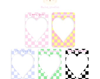 Kpop Photocard Frame Card, Checkered Heart Deco Frame, Kpop