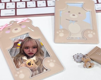 Bear Kpop Photocard Holder Keychain, Korean Photo Frame, Cute Gift, Photocard Accessories, Korean Stationery, Kpop Keychain , Kawaii