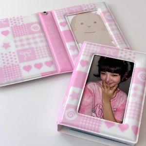 Kpop Photocard Binder, Pink Quilt Kawaii Mini Collect Book, Cute Gifts, Korean Stationery, PC binder, Kawaii Stationery, Photocard Storage