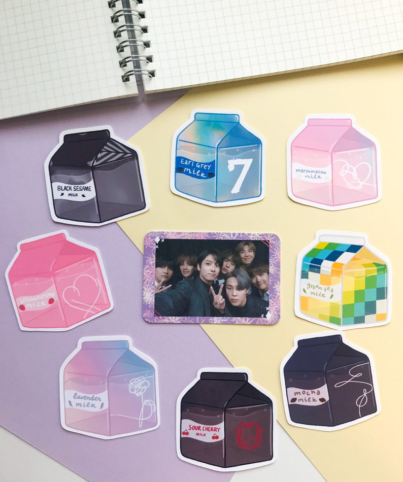 bts album milk carton stickers kpop journal stickers bts