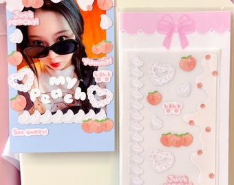 Kpop Deco Sticker, Peach Cream Sticker, Korean Stationery, Polco Toploader Planner Sticker, Holographic Sticker, Kawaii Sticker Sheet