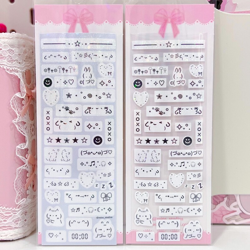 Kポップデコステッカー、絵文字ステッカー、韓国文房具、Polcoトップローダージャーナルプランナーステッカー、ホログラフィックステッカー、かわいいステッカーシート 画像 2