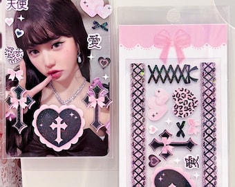 Kpop Deco Sticker, Jirai Kei Sticker, Korean Stationery, Polco Toploader Journal Planner Sticker, Holographic Sticker, Kawaii Sticker Sheet