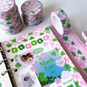 Lucky Clover-washitape, roze washitape, decoratieve tape, plakband, Bullet Journal