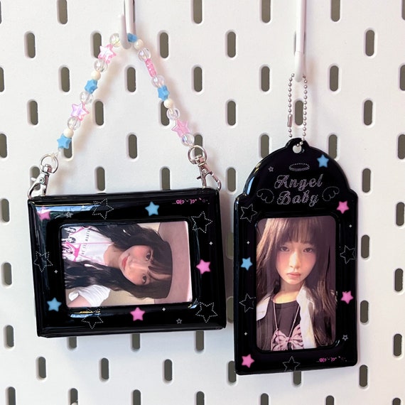 1pc Kpop Photocard Holder Acrylic Glitter Cover With Keychain Five