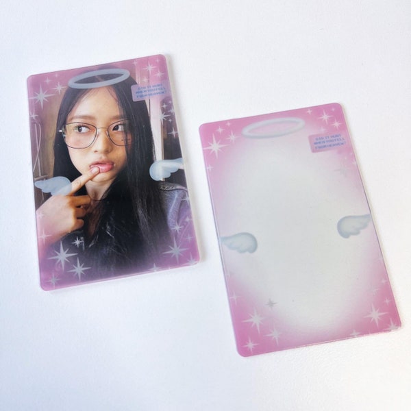 Kpop Photocard Frame Card, Pink Angel Deco Frame, Kpop Photocard Accessories, Korean Stationery, Kpop Deco Toploaders, Kpop Toploaders