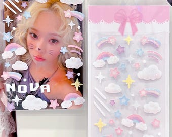 Kpop Deko Sticker, Sternennacht Sticker, Schreibwaren, Polco Toploader Journal Planer, Holographischer Sticker, Kawaii Sticker Bogen
