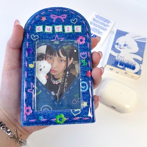 Denim Mini Kpop Photocard Binder, Mini Collect Book, Cute Gifts, Korean Stationery, PC binder, Kawaii Stationery, Photocard Storage