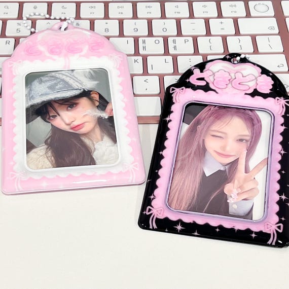 Doki Doki Kpop Photocard Holder Keychain, Korean Photo Frame, Cute