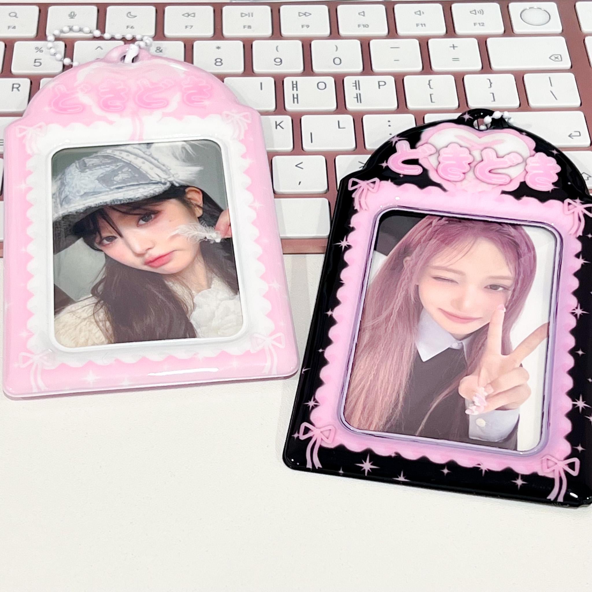 Doki Doki Kpop Photocard Holder Keychain, Korean Photo Frame, Cute