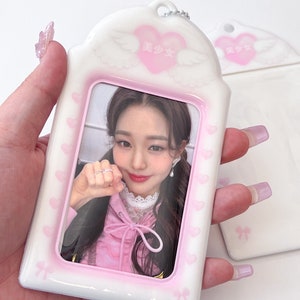 Rosa Liebhaber Kpop Fotokartenhalter Schlüsselbund, koreanischen Fotorahmen, nettes Geschenk, Fotokarte Zubehör, koreanische Schreibwaren, Kpop Schlüsselbund, Kawaii