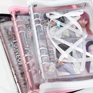 Carpeta de tarjetas fotográficas K-pop con cinta A5, carpeta para PC, libro de colección K-pop, papelería coreana, regalos bonitos, carpeta de tarjetas fotográficas, álbum K-pop, kawaii