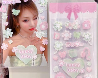 Kpop Deco Sticker, Lucky Baby Sticker, Korean Stationery, Polco Toploader Journal Planner Sticker, Holographic Sticker, Kawaii Sticker