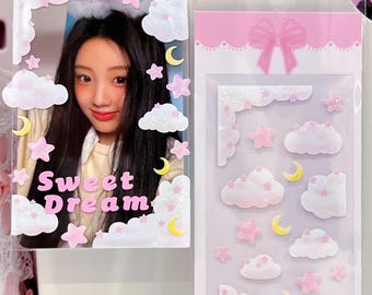 Kpop Deko Sticker, Sweet Dreams Aufkleber, Schreibwaren, Polco Toploader Journal Planer, Holographische Sticker, Kawaii Sticker Bogen