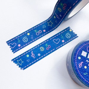 Washi-tape, denimafplaktape, kawaii-briefpapier, journaling, leuke cadeaus, decoratieve tape, papiertape, scrapbooking, Koreaanse stickers