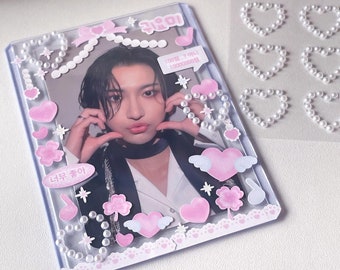 Hart strass juweel sticker, Kpop deco sticker, Koreaans briefpapier, Polco Toploader Journal planner holografische sticker, kawaii sticker